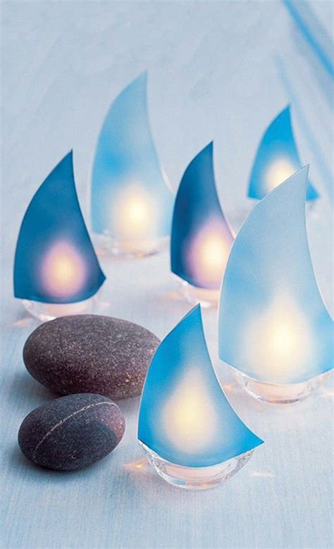 Blue Frosted Glass Sailing Boat Tealight Cande Holder Productdesign