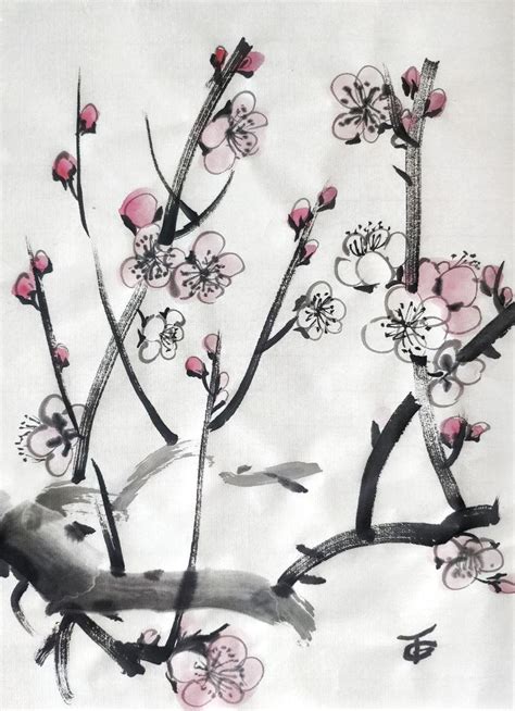 Original Cherry Blossom Hanami Anime Painting Watercolor Sumie Etsy