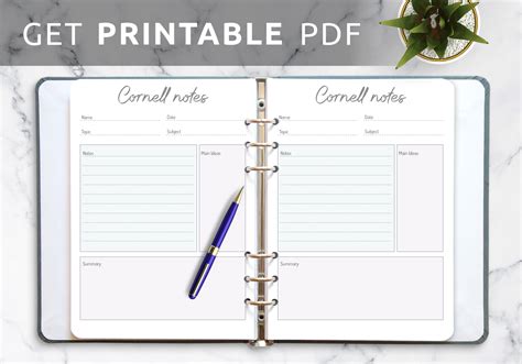 This note taking template has five boxes without labels. Download Printable Cornell Method Note-Taking Template PDF