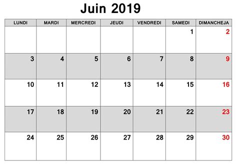 Calendrier Juin Mensuel 2019 À Imprimer June 2019 Calendar Blank