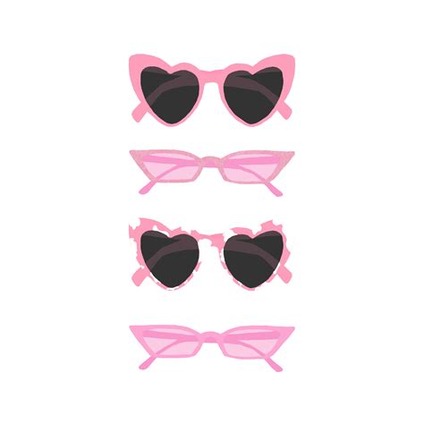 three pairs of sunglasses with heart shaped glasses on them one pink and the other black