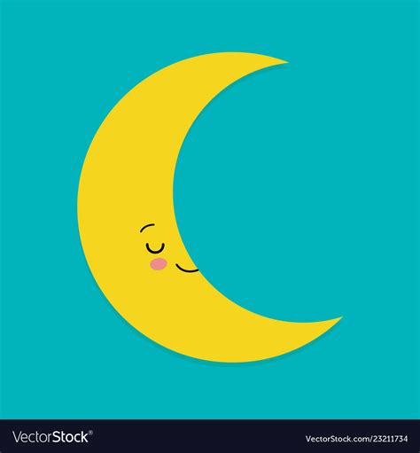 Smiling Cute Moon Cartoon Mascot Character Vector Image