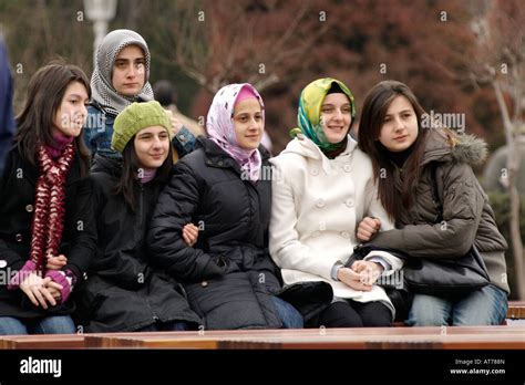 Turkish Women Posing For A Photograph In Istanbul Turkey Stock Photo