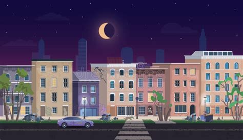 Ghetto Landscape At Night Vector Illustration Cartoon Flat