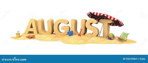 August Word From Sand Royalty Free Cartoon 98261447