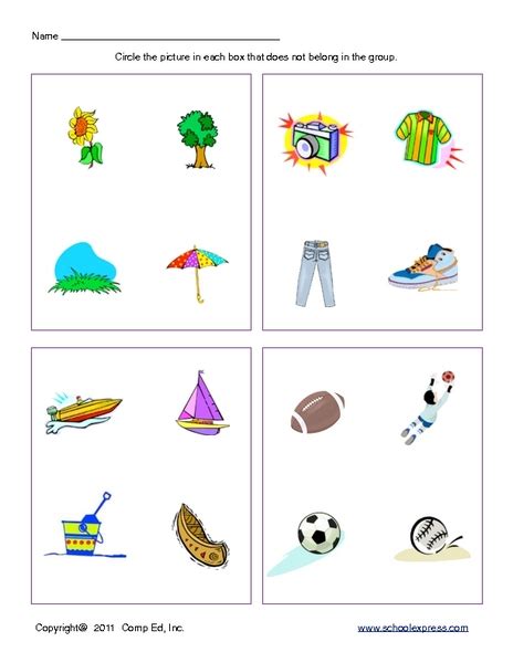 Classifying And Sorting Pictures Worksheet For Pre K Kindergarten Lesson Planet