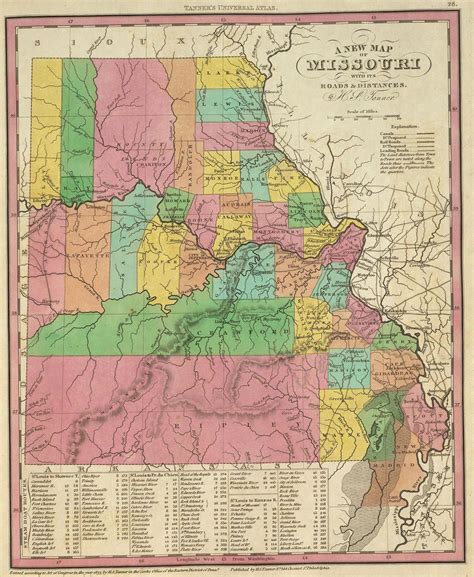 State And County Maps Of Missouri Antique Map Vintage Wall Art