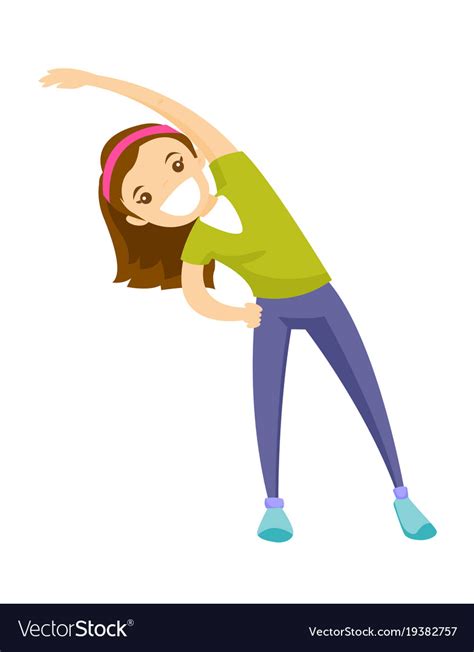 Caucasian Girl Doing Stretching Warm Up Exercise Vector Image