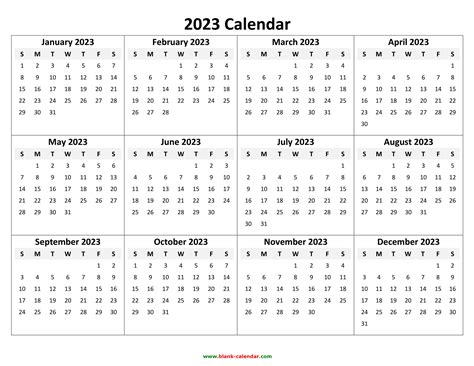 Year Printable Year 2023 Calendar - YearlyCalendars.net