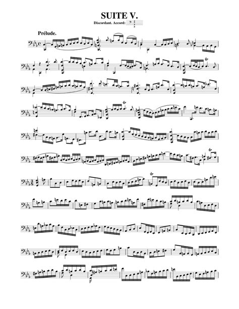 Js Bach Suite No 5 For Cello Solo Bwv 1011 Sheet Music For Cello