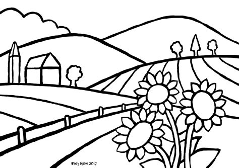 Art And Lore Country Landscape Coloring Page