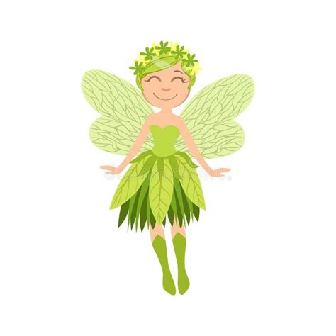 Forest Fairy Girly Cartoon Character Lindo Ilustración Del Vector