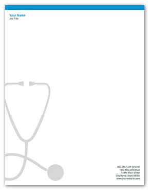A letterhead certifies that a particular prescription or recommendation has been made. Doctor's Stethoscope Letterhead - Letter Size - 8.5 x 11 ...