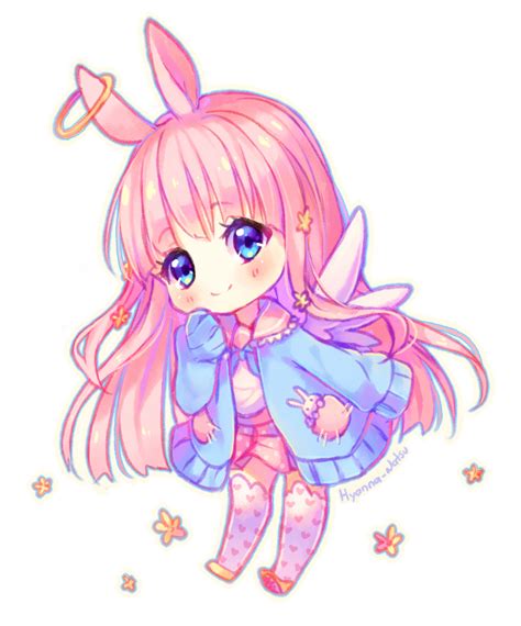 Chibi Kawaii Cute Anime Girl Bunny Rabbit Fairy Pinkhai