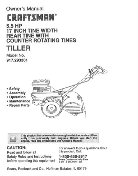 Craftsman Rear Tine Tiller Manual