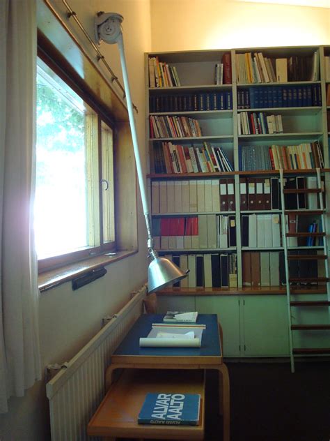 No use & distribution without express written permission. Alvar Aalto House: interior view of library from the south ...