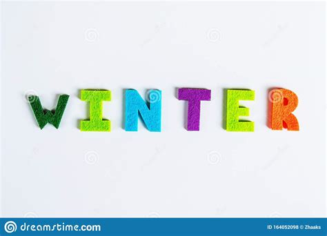 The Word Winter Is Written In Multicolored Letters Winter Time Concept