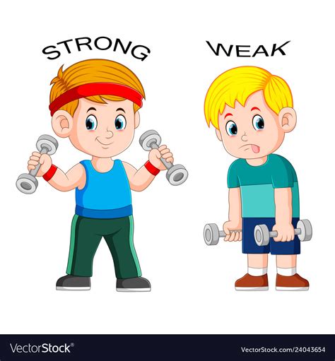 Opposite Adjective With Strong And Weak Royalty Free Vector