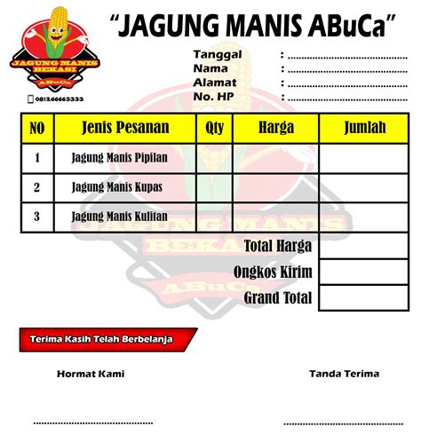 Detail Contoh Nota Penjualan Makanan Koleksi Nomer