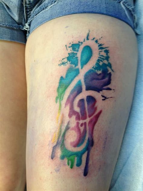 This is my first tattoo g clef i love this design b'cus i like music i hope you guys enjoy the video thanks allan jay josol: Watercolor Treble Clef by Russo -----------FACEBOOK.COM/THETATTOOLADYHAMMOND #watercolortattoo # ...