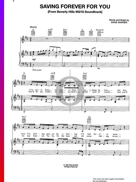 Saving Forever For You Sheet Music Piano Guitar Voice Pdf