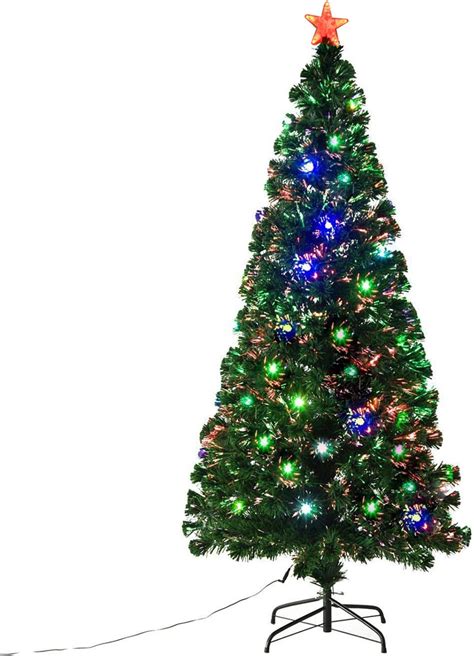 Homcom 6 Ft Pre Lit Noble Fir Slim Artificial Christmas Tree With 390