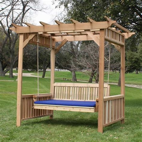 Tmp Outdoor Furniture Traditional Red Cedar Deluxe Arbor Swing Bed Set