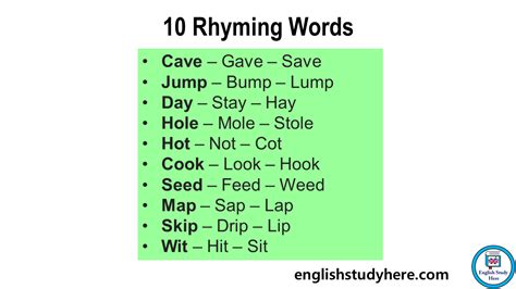 What Are Rhyming Words List Of Interesting Words That
