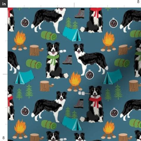 Border Collie Fabric Border Collie Camping By Petfriendly Etsy