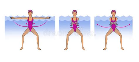 Aqua Aerobics Training In Water Stock Illustration Illustration Of