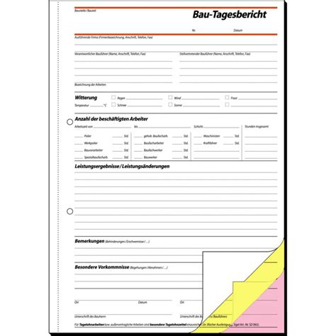 Rapportzettel pdf formular a4h standard, aktionsware! sigel Formularbuch 'Bautagebuch', A4, 3 x 40 Blatt, SD (SD063)
