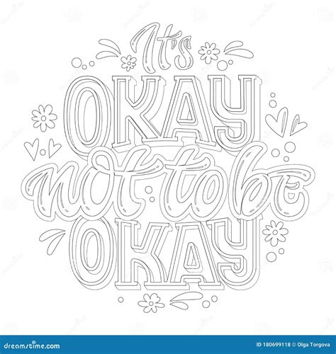 Stop Depression Typography Coloring Page For Adults It S Okay Not To