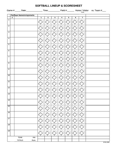 2022 Softball Score Sheet Fillable Printable Pdf And Forms Handypdf