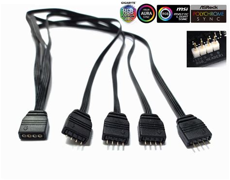 Splitter Cable 4 Pin 12v Rgb Led Sync 1 To 4 Way Split Dynaquest Pc