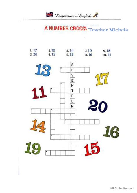 A Number Crossword Crossword English Esl Worksheets Pdf And Doc