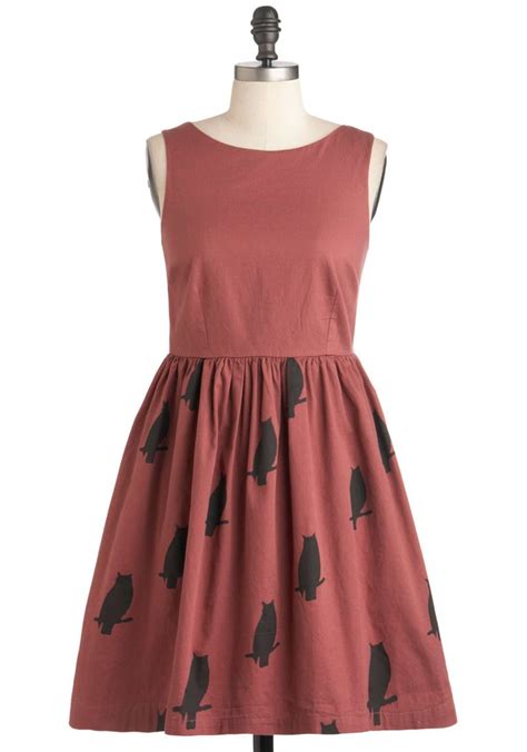 The Greatest Dress Of Owl By Knitted Dove Cotton Mid Length Pink