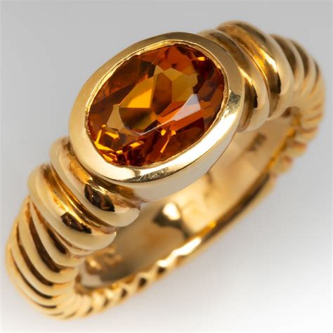 November Birthstone Citrine Gemstone Ring K Yellow Gold
