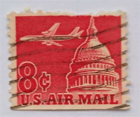 8 Cents 1962 Jet Airliner Over Capitol Planes And Other Flying