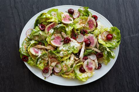 Bibb Lettuce Chicken And Cherry Salad With Creamy Horseradish