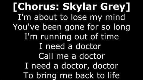 Dr Dre Eminem Skylar Grey I Need A Doctor Lyrics Youtube