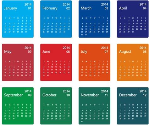 Colorful Design14 Calendar Vector Vectors Graphic Art Designs In