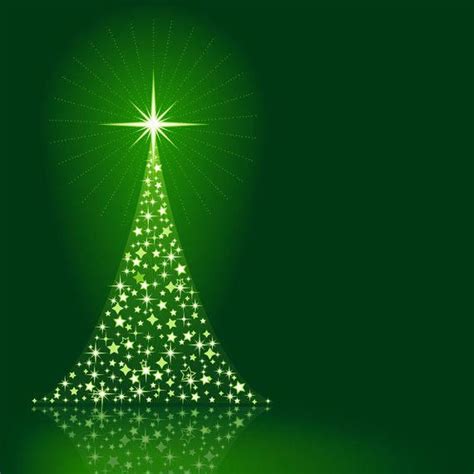 Sparkling Christmas Tree On Green Background Vector Download
