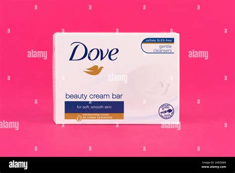A Box Of Dove Soap Shot On A Pink Background Stock Photo Alamy