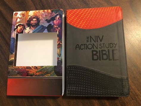 Personalized Niv Action Study Bible Orange Gray Duotone Custom