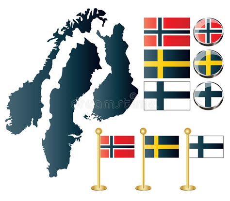 Getrennte Karten Von Norwegen Von Schweden Und Von Finnland Vektor