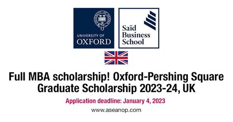 Full Mba Scholarship Oxford Pershing Square Graduate Scholarship 2023