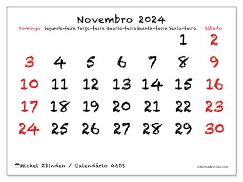 Calendário De Novembro De 2024 Para Imprimir “503sd” Michel Zbinden Mo