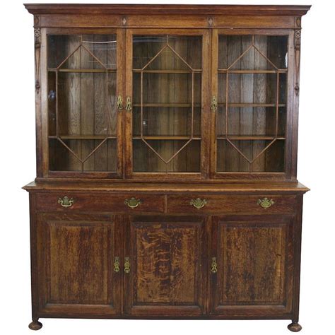 Large Antique Scottish Glass Front Bookcase Display China Cabinet At