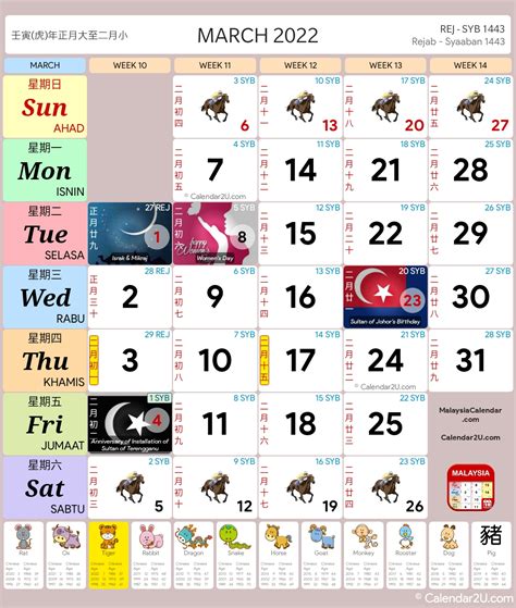 2022 December Calendar Malaysia