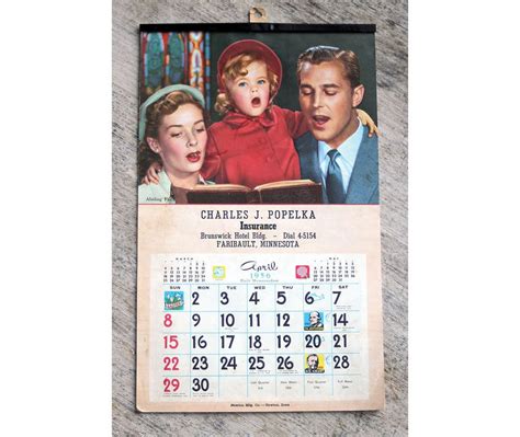 1956 Calendar Faribault Mn By Albrechtsantiques On Etsy